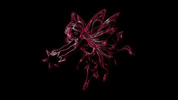 Neon frame effect,Fairy with Sparkling Wings on black background video
