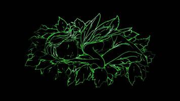 Neon frame effect,Fairy with Sparkling Wings on black background video