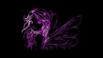 Neon frame effect,Fairy with Sparkling Wings on black background video
