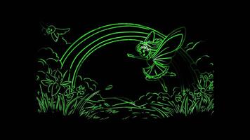 Neon frame effect,Fairy with Sparkling Wings on black background video