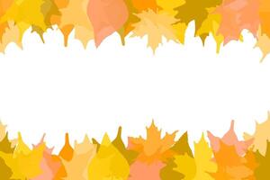 Autumn leaves seamless border illustration. Fall maple leaf frame. Seasonal foliage botanical background with copy space. vector
