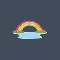 rainbow and lake in flat design. vector