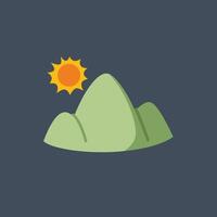 hills and sun view in flat design. vector