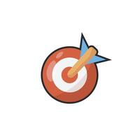 red target with arrow in outline flat design. vector