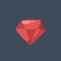ruby stone gem in flat design. vector
