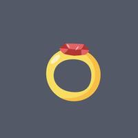 golden ruby ring in flat design vector