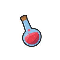 red potion in outline flat design. vector