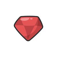 ruby stone in outline flat design. vector