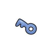 iron key in outline flat design. vector