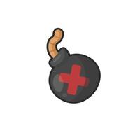 a bomb with x sign in outline flat design. vector