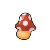 red mushroom in outline flat design. vector