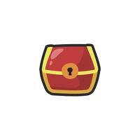 red treasure box in outline flat design. vector