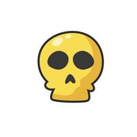 golden skull head in outline flat design. vector