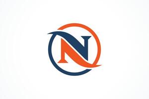 Initial N Circular Line logo design Element vector