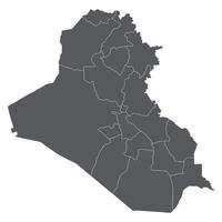 Iraq map. Map of Iraq in administrative provinces in grey color vector
