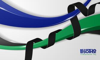 Waving 3d shape or blue and green with black ribbons wrapping both of them. Lesotho independence day background vector