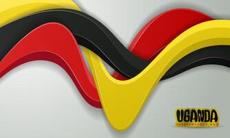 Wavy black yellow and red shapes in 3d style design on white background. Uganda national day background. Also good template for uganda independence day vector