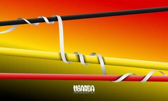 Uganda independence day background with black yellow and red bar design wrapped with white ribbon. Also good template for uganda national day campaign vector