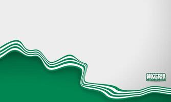 Gradient white and green background design with wavy green white ribbon. Good template for nigeria independence day campaign vector