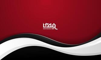 Iraq independence day background design with wavy white shape in 3d style on black and red background. Also good template for iraq national day vector