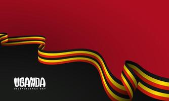 Uganda independence day background with Ugandan flag design is long and waving irregularly on black and red background. Uganda national day vector