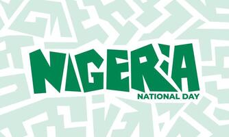 Typography design of Nigeria independence day with Green white Maze concept design. Also good template for nigeria national day campaign vector