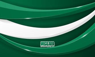 Waving green white shape in 3d design with green background. Good template for nigeria independence day campaign vector