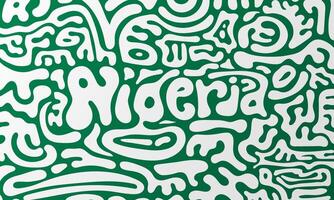 Typography background of nigeria in Hand drawn or Rounded maze concept design. Nigeria independence day campaign. Nigeria national day background vector