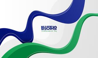 Waving abstract blue and green shape in 3d style on white background. Good template for lesotho independence day or national day design vector