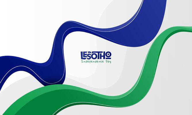 Waving abstract blue and green shape in 3d style on white background. Good template for lesotho independence day or national day design