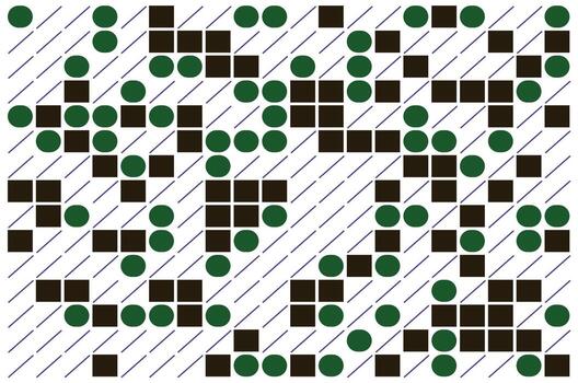 A pattern with squares and circles in green and brown vector