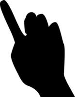 Silhouette of a hand pointing at something with an index finger. vector