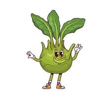 maravilloso colinabo repollo vegetal retro personaje vector