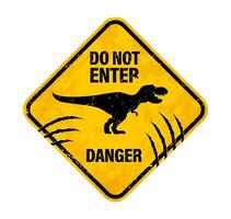 T Rex dinosaur warning sign, claw scratch marks vector