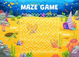 Labyrinth maze quiz game, help turtle find house vector