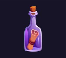 Cartoon bottle with treasure map parchment scroll vector