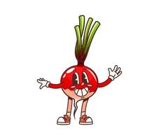 dibujos animados maravilloso alegre rábano vegetal personaje vector