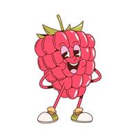 Retro groovy raspberry character with large eyes vector