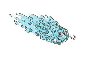 Cartoon groovy space asteroid or comet character vector