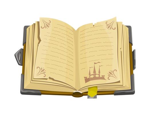 Medieval ancient manuscript, magic spellbook book