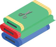 Fabric Rolls with Scissors vector