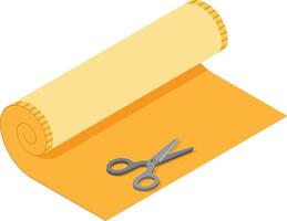 Yellow Fabric Roll with Scissors vector