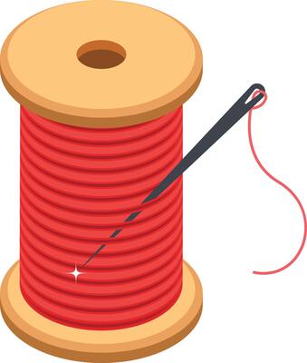 Spool of Red Thread with Needle