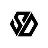 Letter Sd hexagon shape unique modern typography logo idea vector