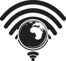 A Wi-Fi signal logo with the globe. vector