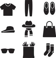 Shopping bag silhouette icon set on transparent background vector