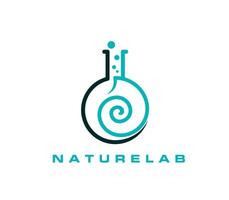 Nature lab icon, bio laboratory flask bottle vector
