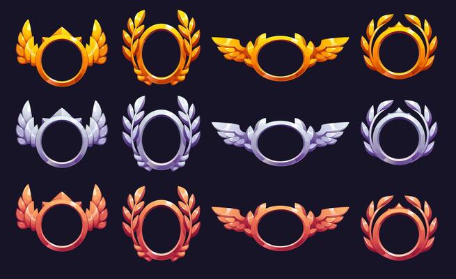 Game rank frame, heraldic avatar badge set