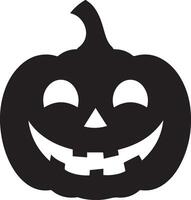 Creepy Halloween Icon of a Scary Smiling Jack O Lantern Pumpkin in a Black Silhouette for Spooky Decorations vector