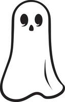 Cute Halloween Ghost Boo Icon with Black Outline for Spooky Yet Playful Design Projects vector